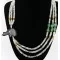 Certified Authentic 3 Strand Navajo .925 Sterling Silver Turquoise Quartz and Onyx Native American Necklace 25243