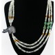 Certified Authentic 3 Strand Navajo .925 Sterling Silver Turquoise Quartz and Onyx Native American Necklace 25243