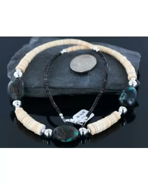 Certified Authentic Navajo .925 Sterling Silver Graduated Heishi Turquoise Native American Necklace 25239 Certified Authentic Navajo .925 Sterling Silver Graduated Heishi Turquoise Native American Necklace 25239
