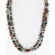 Certified Authentic 2 Strand Navajo .925 Sterling Silver Natural Multicolor Stones Native American Necklace 16004