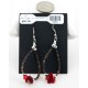 Certified Authentic Navajo .925 Sterling Silver Hooks Natural CORAL and Heishi Hoop Native American Earrings 18059