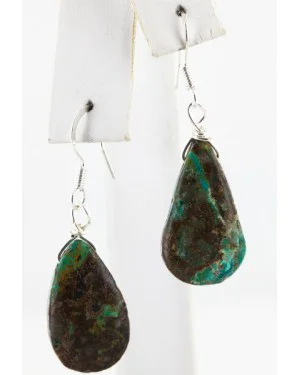 Certified Authentic Navajo .925 Sterling Silver Hooks Natural Turquoise Native American Earrings 18063 Certified Authentic Navajo .925 Sterling Silver Hooks Natural Turquoise Native American Earrings 18063