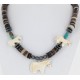 Carved Horse Certified Authentic Navajo .925 Sterling Silver Graduated Melon Shell and Turquoise Native American Necklace 750155