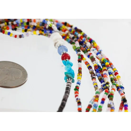 Certified Authentic 8 Strand Bead Navajo .925 Sterling Silver Turquoise and Coral and Blue Agate Native American Necklace 15991 Certified Authentic 8 Strand Bead Navajo .925 Sterling Silver Turquoise and Coral and Blue Agate Native American Necklace 15991