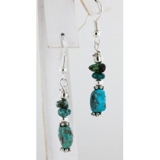 Navajo .925 Hook Turquoise Native American Earrings 18056