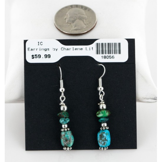Navajo .925 Hook Turquoise Native American Earrings 18056