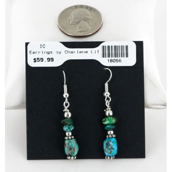 Certified Authentic Navajo .925 Hook Turquoise Native American Earrings 18056