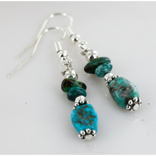 Navajo .925 Hook Turquoise Native American Earrings 18056
