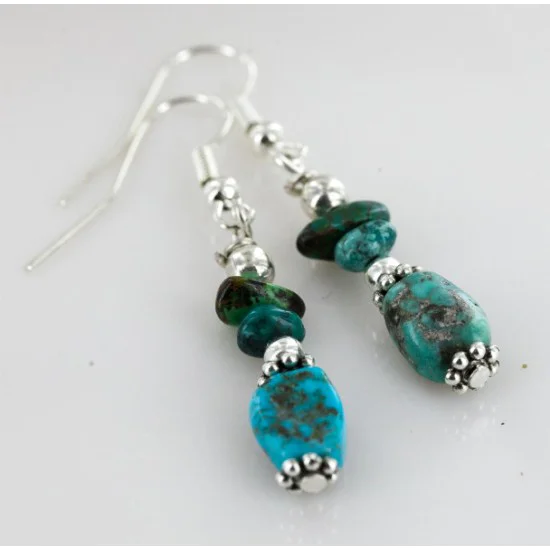 Certified Authentic Navajo .925 Hook Turquoise Native American Earrings 18056