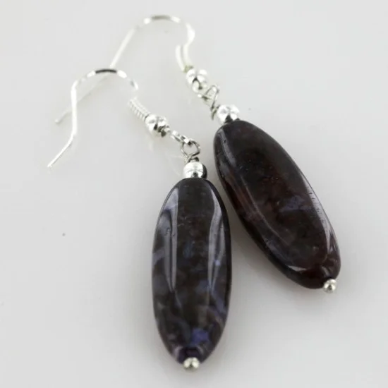 Certified Authentic Navajo .925 Sterling Silver Hooks Natural JASPER Native American Earrings 18054