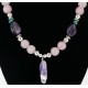 Certified Authentic Navajo .925 Sterling Silver Turquoise Amythyst Pink Agate Native American Necklace 16000 Certified Authentic Navajo .925 Sterling Silver Turquoise Amythyst Pink Agate Native American Necklace 16000