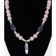 Certified Authentic Navajo .925 Sterling Silver Turquoise Amythyst Pink Agate Native American Necklace 16000