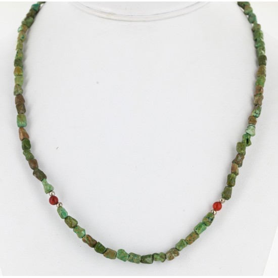 Certified Authentic Navajo .925 Sterling Silver Turquoise Coral Native American Necklace 15781 Certified Authentic Navajo .925 Sterling Silver Turquoise Coral Native American Necklace 15781