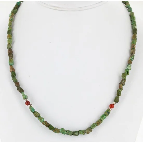 Certified Authentic Navajo .925 Sterling Silver Turquoise Coral Native American Necklace 15781