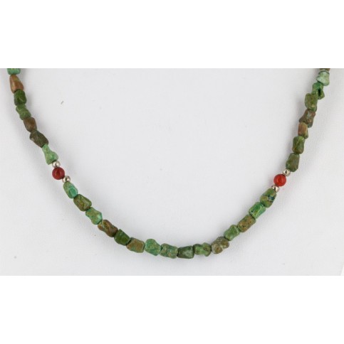 Certified Authentic Navajo .925 Sterling Silver Turquoise Coral Native American Necklace 15781 Certified Authentic Navajo .925 Sterling Silver Turquoise Coral Native American Necklace 15781