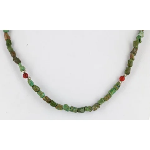 Certified Authentic Navajo .925 Sterling Silver Turquoise Coral Native American Necklace 15781