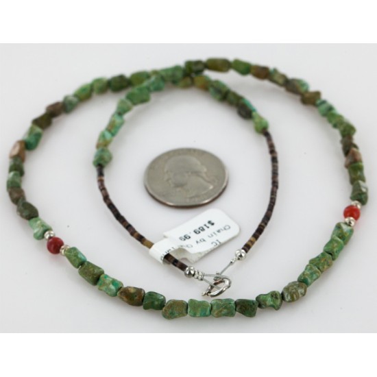 Certified Authentic Navajo .925 Sterling Silver Turquoise Coral Native American Necklace 15781 Certified Authentic Navajo .925 Sterling Silver Turquoise Coral Native American Necklace 15781
