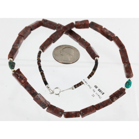 Certified Authentic Navajo .925 Sterling Silver Turquoise Jasper Native American Necklace 15995 Certified Authentic Navajo .925 Sterling Silver Turquoise Jasper Native American Necklace 15995
