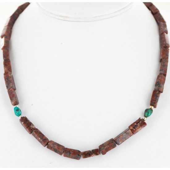 Certified Authentic Navajo .925 Sterling Silver Turquoise Jasper Native American Necklace 15995 Certified Authentic Navajo .925 Sterling Silver Turquoise Jasper Native American Necklace 15995