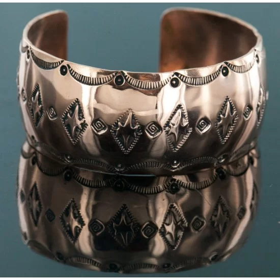 Handmade Certified Authentic Navajo Handstamped Copper Native American Bracelet 12700-5 Handmade Certified Authentic Navajo Handstamped Copper Native American Bracelet 12700-5