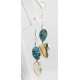 Heart Certified Authentic Navajo .925 Sterling Silver Hooks Natural Turquoise and Abalone Native American Dangle Earrings 18057
