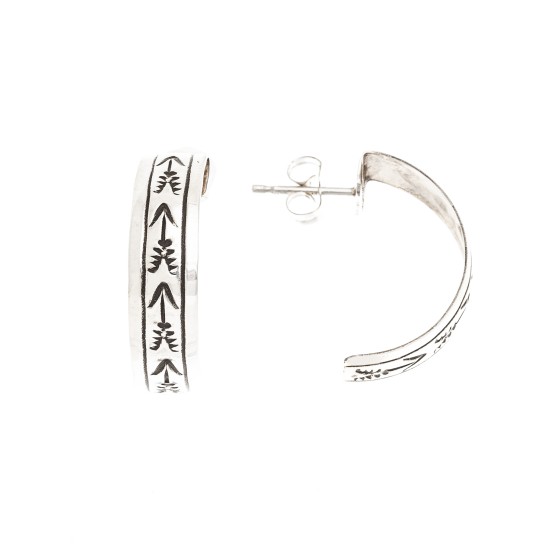 Arrow .925 Sterling Silver Certified Authentic Handmade Navajo Native American Earrings 13185-2