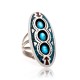 Arrow Shadow Box Natural Turquoise Chipped inlay Turquoise and Coral .925 Sterling Silver Certified Authentic Navajo Native American Handmade Ring 13204-6