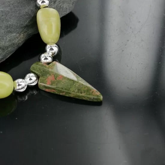 Arrowhead $250 Certified Authentic Navajo .925 Sterling Silver Natural Turquoise Agate Jasper Native American Necklace 390728870595
