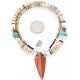 Certified Authentic Navajo .925 Sterling Silver Graduated Melon Shell and Goldstone Native American Arrowhead Necklace 371049299723 All Products 750133-11 371049299723 (by LomaSiiva)
