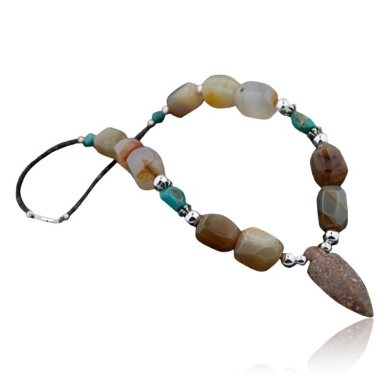 Arrowhead Certified Authentic Navajo .925 Sterling Silver Turquoise Jasper Native American Necklace 390641189325