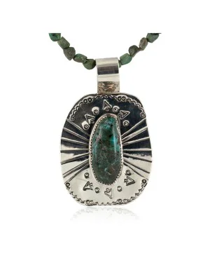 Arrows Certified Authentic Nickel .925 Sterling Silver Handmade Navajo Turquoise Native American Necklace 12812-5-16029-14