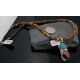 Certified Authentic Navajo .925 Sterling Silver Natural Turquoise and Tigers Eye Native American Necklace 390609530016