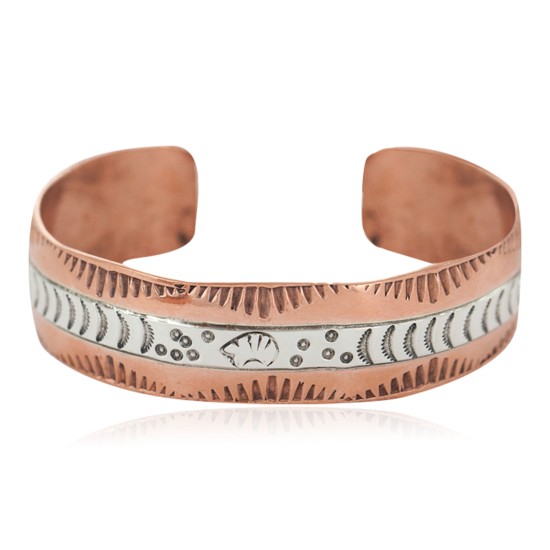 Bear Certified Authentic .925 Sterling Silver Mountain Handmade Navajo Native American Pure Copper Bracelet 24497-14
