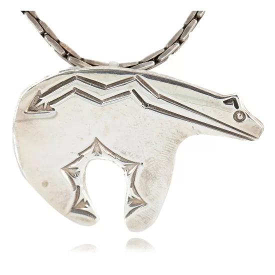 Bear Certified Authentic Navajo .925 Sterling Pin and Pendant Native American Necklace 24268-102261 Bear Certified Authentic Navajo .925 Sterling Pin and Pendant Native American Necklace 24268-102261