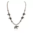 Bear Certified Authentic Navajo .925 Sterling Silver Natural Hematite Graduated Heishi Turquoise Jasper Native American Necklace 16049-2