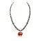 Bear Fetish .925 Sterling Silver Certified Authentic Navajo Native American Natural Turquoise Red Jasper Necklace and Pendant 750133-51