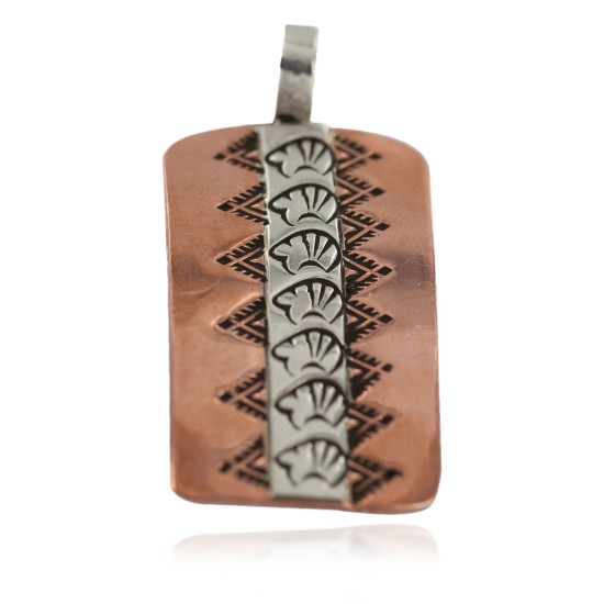 Bear Handmade Certified Authentic Navajo Pure .925 Sterling Silver Native American Copper Pendant 13127-1