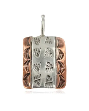Bear Paw Handmade Certified Authentic Navajo Pure .925 Sterling Silver Native American Copper Pendant 94003-2