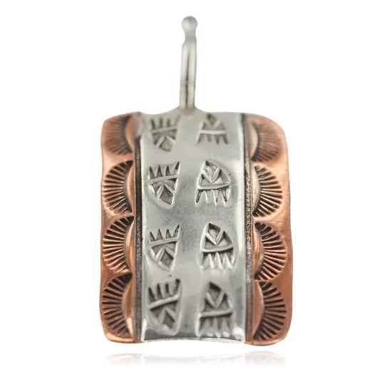 Bear Paw Handmade Certified Authentic Navajo Pure .925 Sterling Silver Native American Copper Pendant 94003-2 Bear Paw Handmade Certified Authentic Navajo Pure .925 Sterling Silver Native American Copper Pendant 94003-2