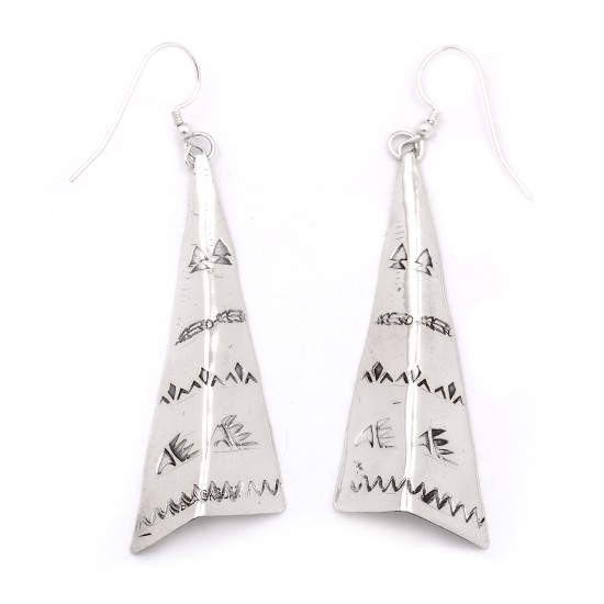 Bear Paw Mountain Feather Arrow .925 Starling Silver Certified Authentic Handmade Navajo Native American Earrings  27265-8
