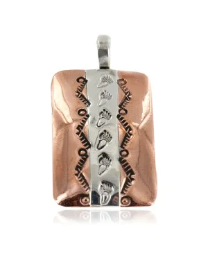 Bear Paw Navajo .925 Sterling Silver Handmade Certified Authentic Pure Copper Native American Pendant 17055-3