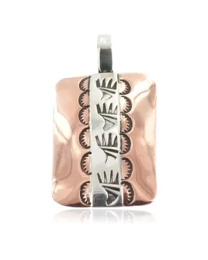 Bear Paw Navajo .925 Sterling Silver Handmade Certified Authentic Pure Copper Native American Pendant 17062