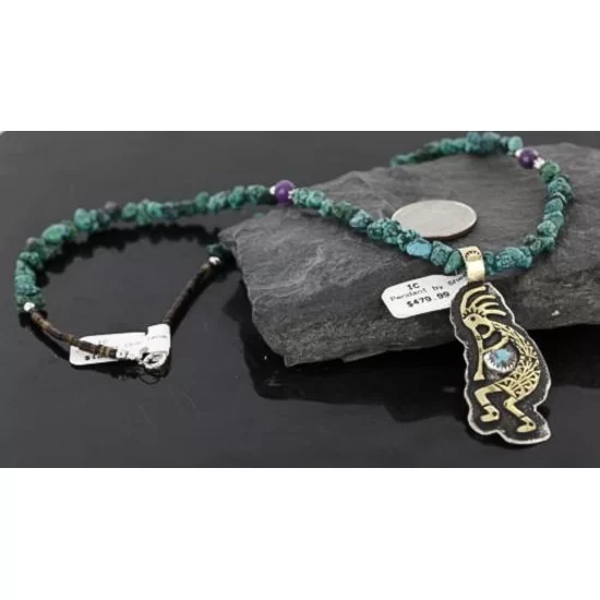 Big $670 12kt Gold Filled and .925 Sterling Silver Handmade KOKOPELI Certified Authentic Navajo Turquoise Native American Necklace 370976506626 Big $670 12kt Gold Filled and .925 Sterling Silver Handmade KOKOPELI Certified Authentic Navajo Turquoise Native American Necklace 370976506626