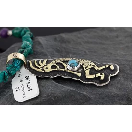 Big $670 12kt Gold Filled and .925 Sterling Silver Handmade KOKOPELI Certified Authentic Navajo Turquoise Native American Necklace 370976506626 Big $670 12kt Gold Filled and .925 Sterling Silver Handmade KOKOPELI Certified Authentic Navajo Turquoise Native American Necklace 370976506626