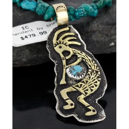 Big $670 12kt Gold Filled and .925 Sterling Silver Handmade KOKOPELI Certified Authentic Navajo Turquoise Native American Necklace 370976506626 Big $670 12kt Gold Filled and .925 Sterling Silver Handmade KOKOPELI Certified Authentic Navajo Turquoise Native American Necklace 370976506626