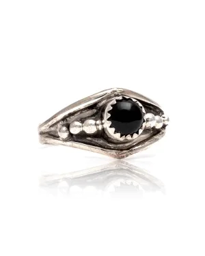Black Onyx .925 Sterling Silver Certified Authentic Navajo Native American Handmade Ring 13204-1
