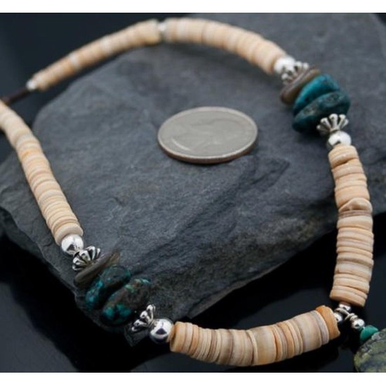 Carved BEAR Fetish Certified Authentic Navajo .925 Sterling Silver Graduated Melon Shell and Turquoise Native American Necklace 390619444165 Carved BEAR Fetish Certified Authentic Navajo .925 Sterling Silver Graduated Melon Shell and Turquoise Native American Necklace 390619444165