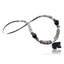 Carved BEAR Fetish Certified Authentic Navajo .925 Sterling Silver Graduated Melon Shell and Turquoise Native American Necklace 390620475384
