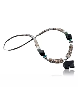 Carved BEAR Fetish Certified Authentic Navajo .925 Sterling Silver Graduated Melon Shell and Turquoise Native American Necklace 390620475384 Carved BEAR Fetish Certified Authentic Navajo .925 Sterling Silver Graduated Melon Shell and Turquoise Native American Necklace 390620475384