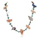 Carved Fetish $250 Large Certified Authentic Navajo .925 Sterling Silver Natural Turquoise Multicolor Stones Native American Necklace 25269